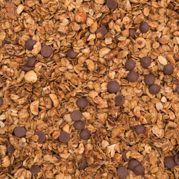 Closeup van granola met melkchocolade